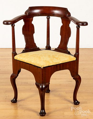 George II mahogany corner chair, ca. 1760.