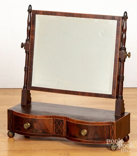 Regency inlaid mahogany shaving mirror