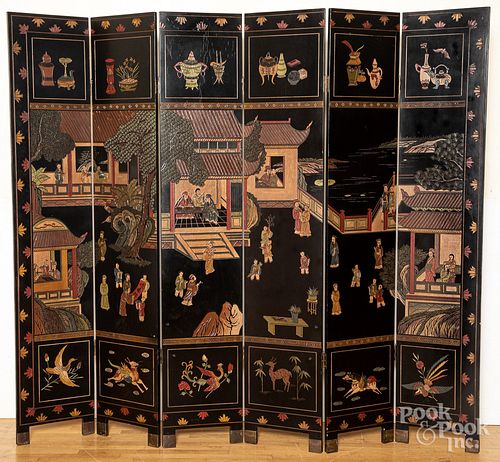 Chinese lacquer folding screen