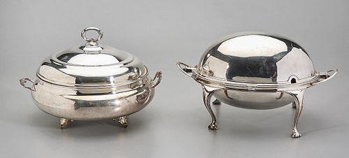 Two English Silver Plate Covered Serving Dishes