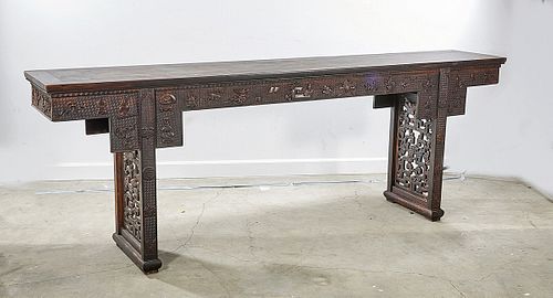 Chinese Carved Hard Wood Altar Table
