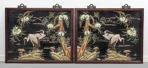 Pair Chinese Painted Panels
