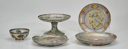Five Pieces of Chinese Cloisonne on Glass