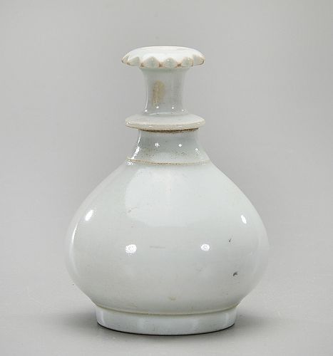 Chinese Miniature White Glazed Porcelain Covered Bottle