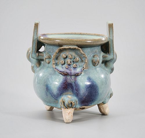 Chinese Jun-Type Porcelain Tripod Censer