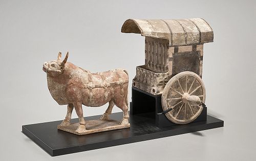 Tang Dynasty Pottery Ox and Cart