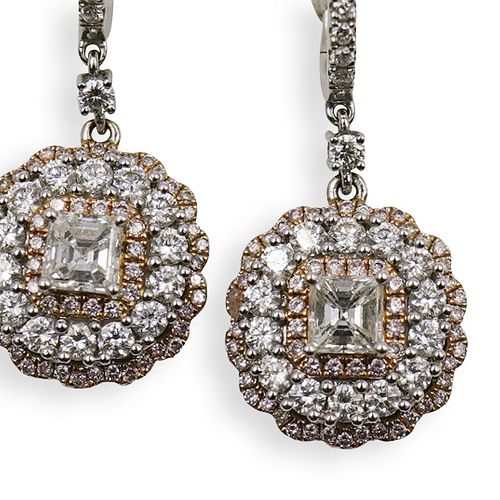 Italian 18k Gold and Diamond Drop Earrings