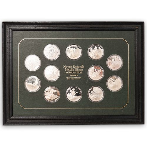 (12 Pc) Silver Norman Rockwell Medallic Tribute To Robert Frost