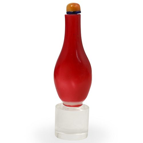 19th Cent. Red Peking Glass Snuff Bottle