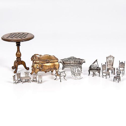 Victorian Miniature Silver Furniture, Plus 