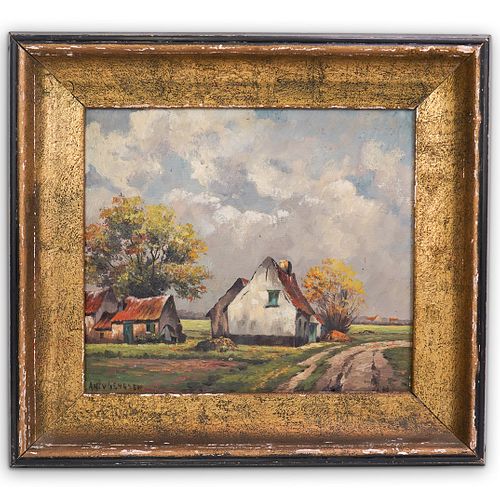Antique Signed Oil On Canvas Painting