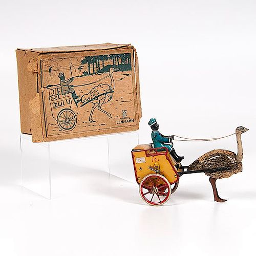 Lehmann Zulu Ostrich Cart Windup Toy 
