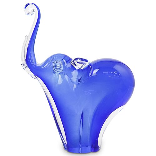 Blue Glass Elephant Statue