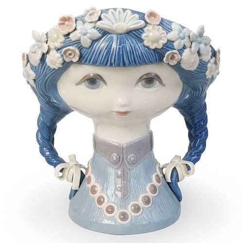 Lladro Flower Girl Head Vase