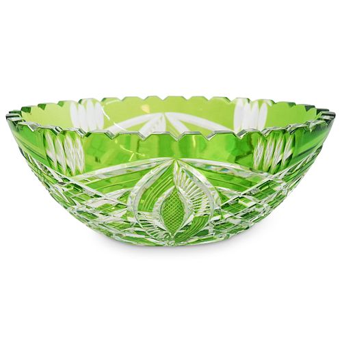 Green Bohemian Cut Crystal Bowl