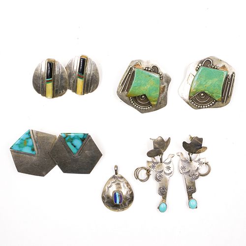 (9 Pc) Navajo Sterling Jewelry Grouping