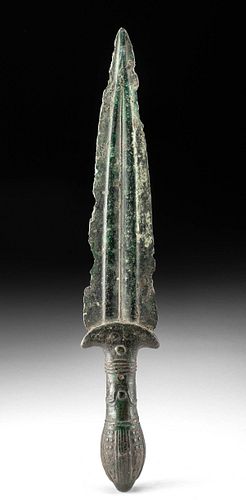 Luristan Bronze Dagger Ornate Handle w/ Snakes