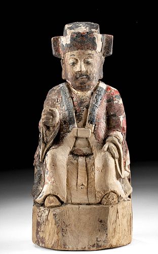 Chinese Qing Dynasty Painted Wood Reliquary Figure