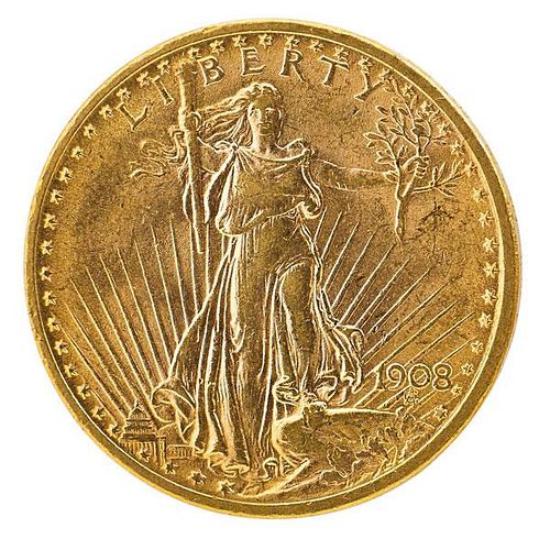 U.S. 1908 ST. GAUDENS $20.00 GOLD COIN