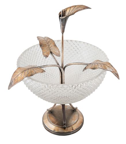 AN AMERICAN SILVER-PLATED LILY DISH, MERIDEN B. COMPANY, MERIDEN, CONNECTICUT, 1847-1855