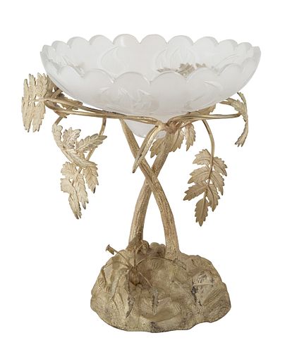 A CRYSTAL BOWL ON SILVER STAND