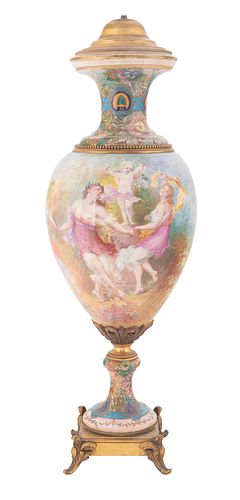 AN ORMOLU-MOUNTED SEVRES STYLE VASE, CH. FUCHS, LATE 19TH-EARLY 20TH CENTURY