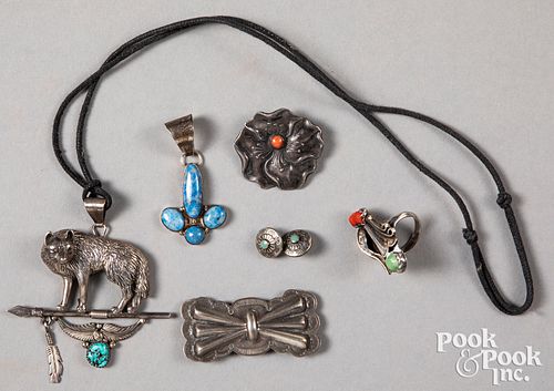 Silver and turquoise Navajo Indian jewelry