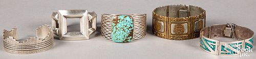 Five Native American Indian bracelets