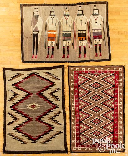 Three Navajo Indian textiles
