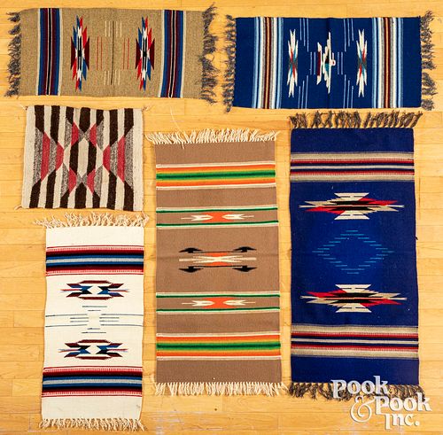 Six Southwest Indian woven table runners