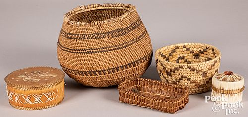 Group of Native American baskets