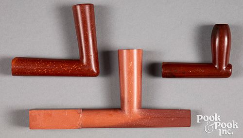 Three Native American Indian catlinite pipes