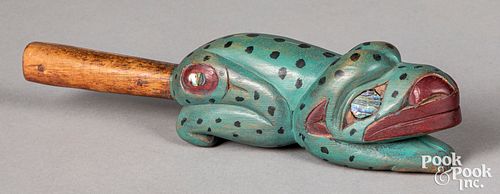 Northwest Coast Tlingit Indian frog effigy rattle