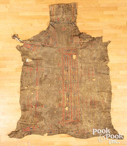Northern Plains Indian painted buffalo hide