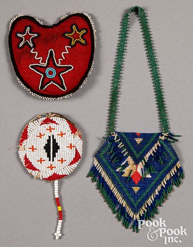 Pit River Tribe Indian beaded pouch, ca. 1910