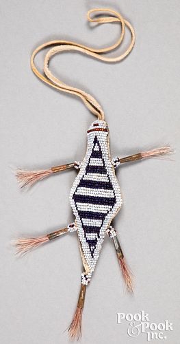 Plains Indian beaded leather lizard fetish