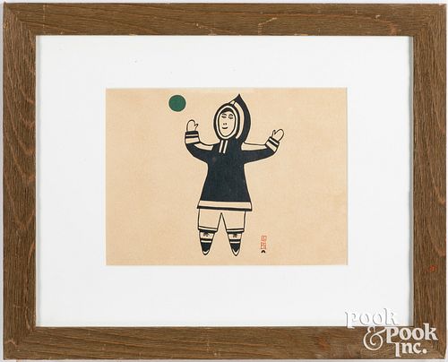 Robert Mayokok (1903-1983), Inuit ink drawing