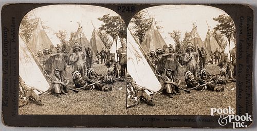 Keystone stereoview card of an Iroquois Village