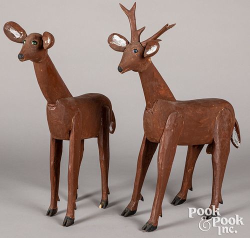 Mexican carved and painted folk art deer