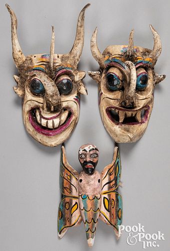 Three Mexican Day of the Dead masks