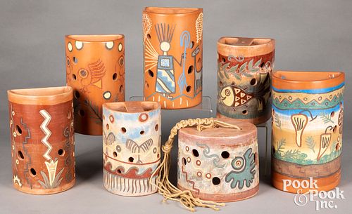 Seven contemporary Peruvian pottery sconces
