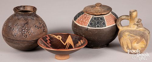 Four pieces of ethnographic pottery