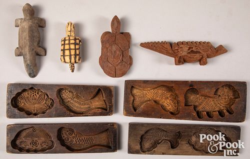Group of ethnographic wood carved items