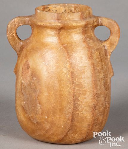 Egyptian alabaster handled vase