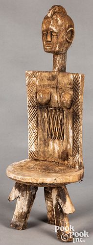 East African carved chair, with figural bust