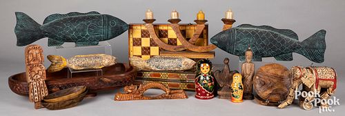 Group of ethnographic wood carved items