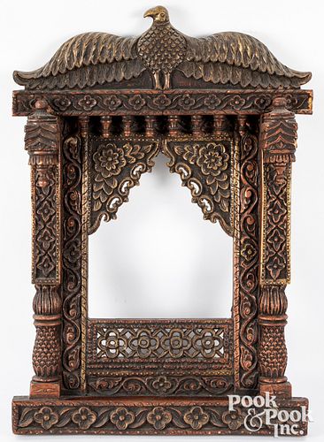 Three India carved and painted mirrors