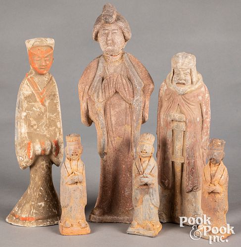 Six Chinese style pottery figures