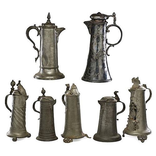 GROUP OF CONTINENTAL PEWTER STEINS