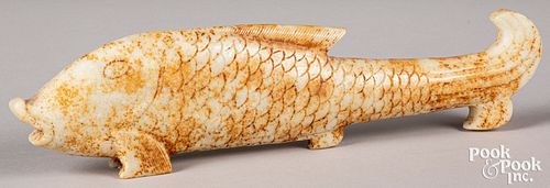 Chinese style carved jade fish